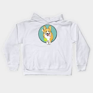 Corgi Fetching a ball Kids Hoodie